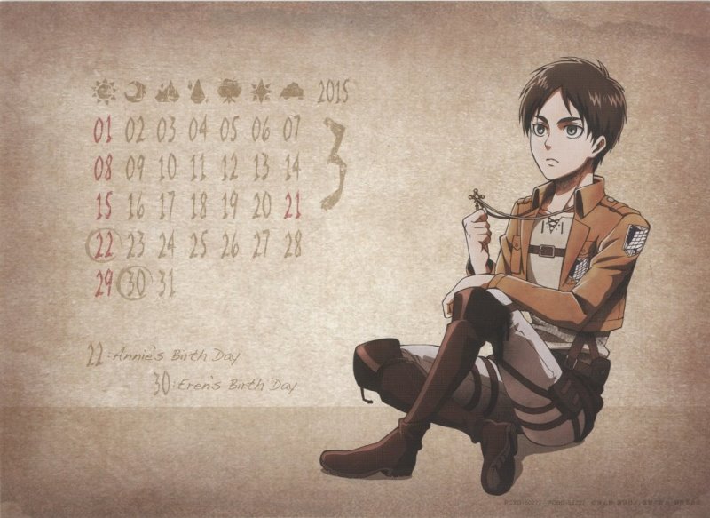 Calendar Shingeki no Kyojin 2014-2015